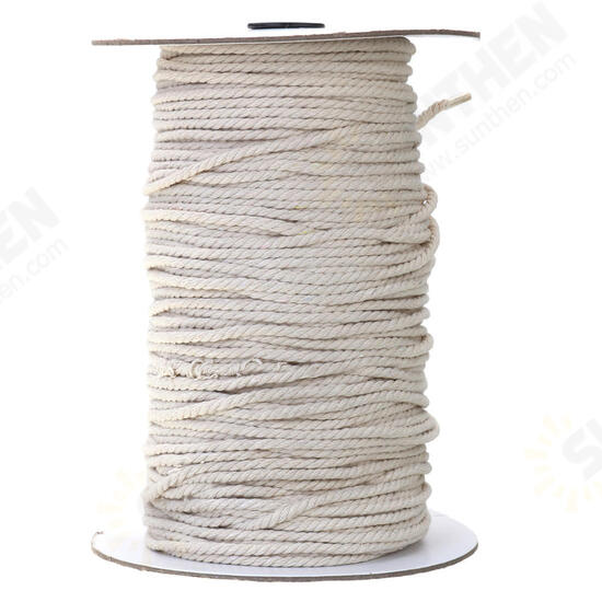 3/4/5/6mm Natural White Braided Wire Cotton Twisted Cord Rope DIY Craft Macrame String