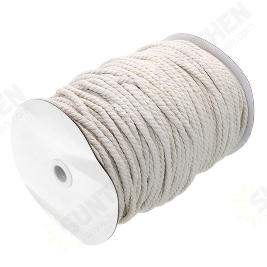 3/4/5/6mm Natural White Braided Wire Cotton Twisted Cord Rope DIY Craft Macrame String