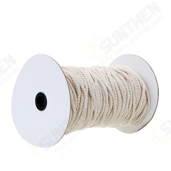 3/4/5/6mm Natural White Braided Wire Cotton Twisted Cord Rope DIY Craft Macrame String