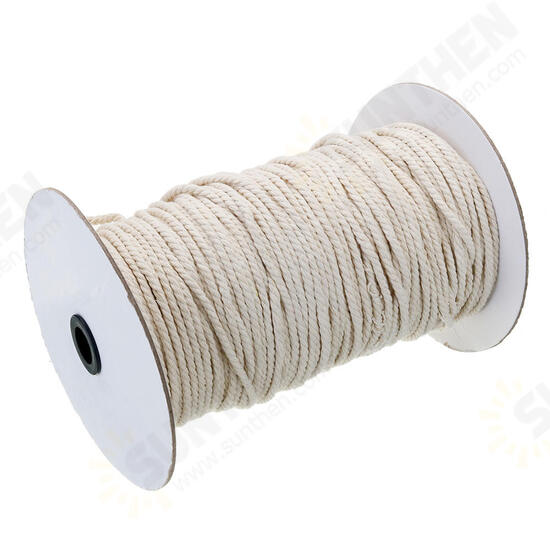 3/4/5/6mm Natural White Braided Wire Cotton Twisted Cord Rope DIY Craft Macrame String