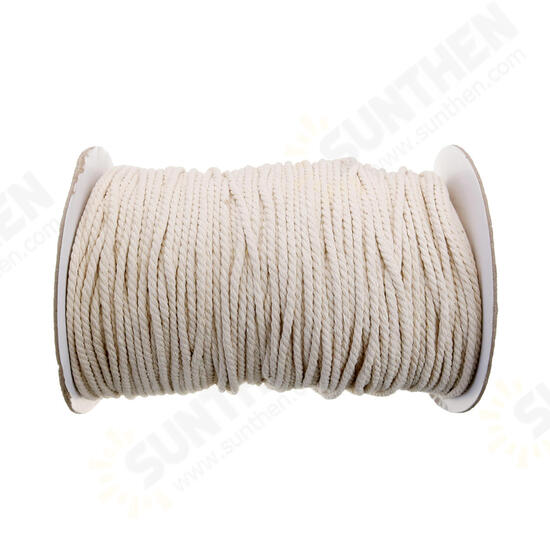 4mm Braided Cotton Rope 3 Strands Natural Braided Twisted Cotton Cord Rope Multifunctional Tools