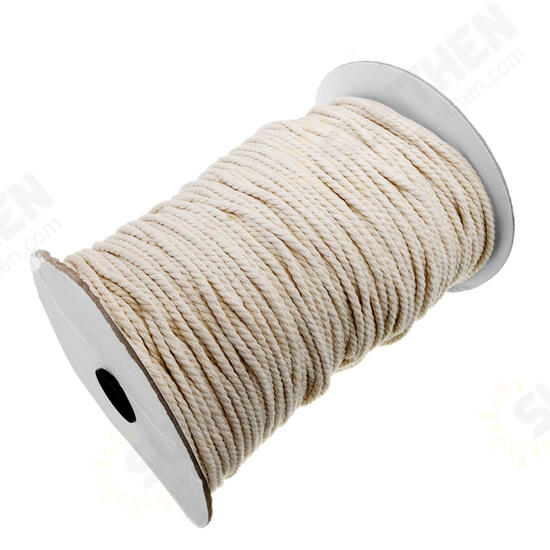 4mm Braided Cotton Rope 3 Strands Natural Braided Twisted Cotton Cord Rope Multifunctional Tools