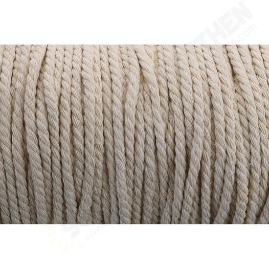 4mm Braided Cotton Rope 3 Strands Natural Braided Twisted Cotton Cord Rope Multifunctional Tools