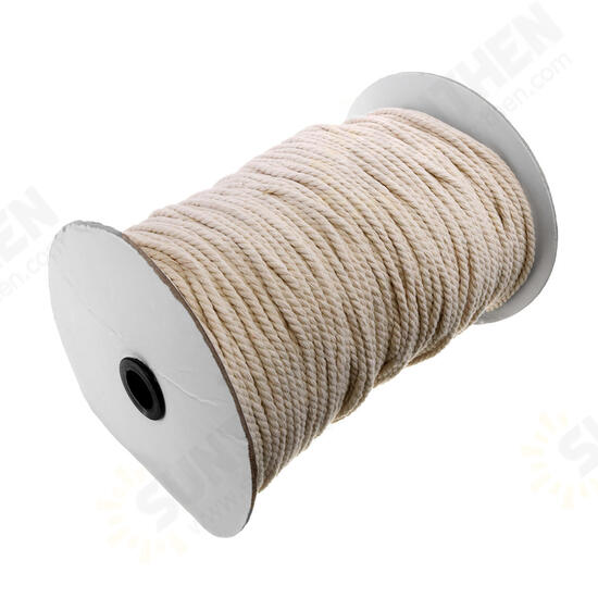 4mm Braided Cotton Rope 3 Strands Natural Braided Twisted Cotton Cord Rope Multifunctional Tools