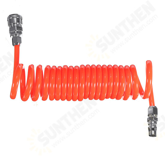 5mm Inner Diameter PU Spriral Air Hose 3-15 Meters Long with Bend Restrictor 1/4 Inch Quick Coupler and Plug