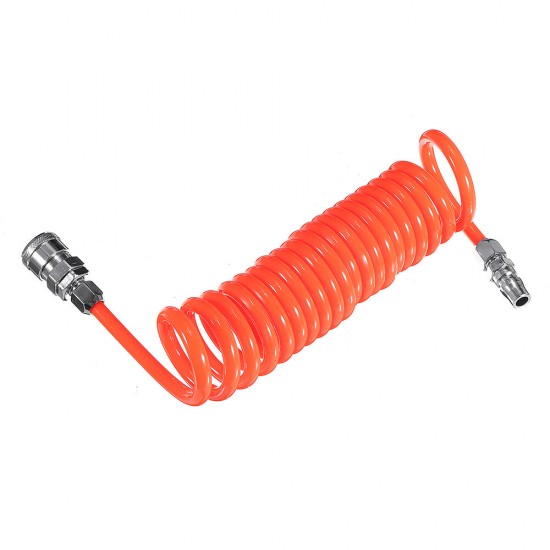 5mm Inner Diameter PU Spriral Air Hose 3-15 Meters Long with Bend Restrictor 1/4 Inch Quick Coupler and Plug
