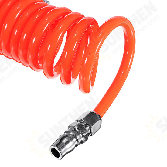 5mm Inner Diameter PU Spriral Air Hose 3-15 Meters Long with Bend Restrictor 1/4 Inch Quick Coupler and Plug