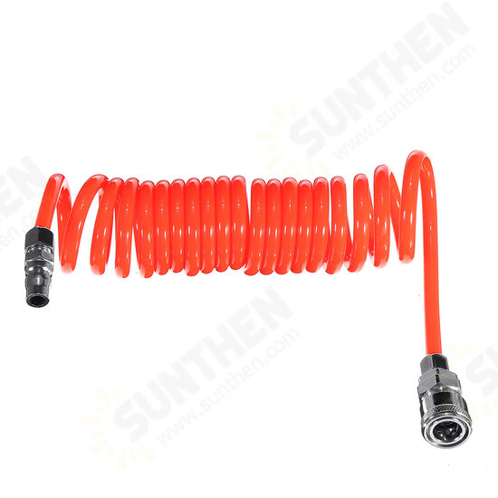 5mm Inner Diameter PU Spriral Air Hose 3-15 Meters Long with Bend Restrictor 1/4 Inch Quick Coupler and Plug