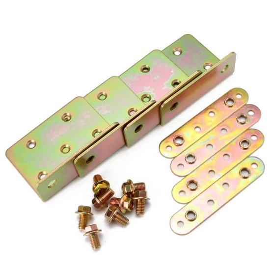 8pcs Gold Metal Bed Connection Hinge Furniture Home Buckle Hook Rail Bracket Connecting Fittings