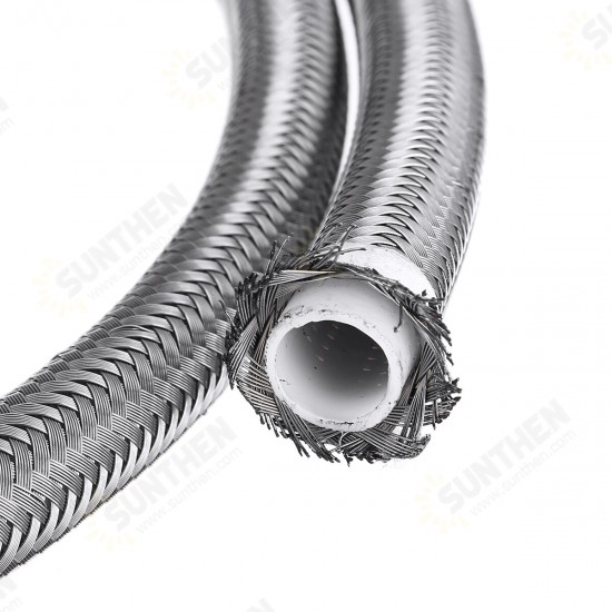 AN3 AN4 AN6 AN8 AN10 10FT 304.8cm Fuel Hose Oil Gas Line PTFE Stainless Steel Braided