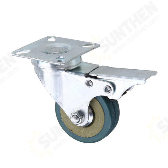 CC-2503 2 Inch Grey PVC Flat Plate Wheels with Brake Universal Mute Foot Wheels