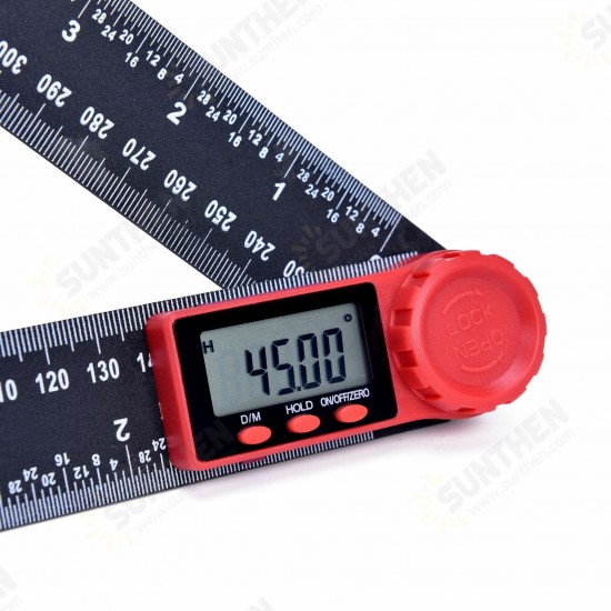 0-200mm 0-300mm 360 ° LCD Display Carbon Fiber Digital Angle Ruler Inclinometer Electron Goniometer Protractor Angle Finder Meter Measuring Tool