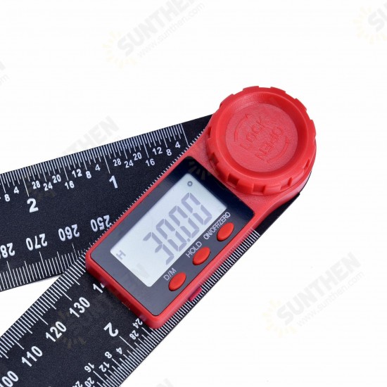 0-200mm 0-300mm 360 ° LCD Display Carbon Fiber Digital Angle Ruler Inclinometer Electron Goniometer Protractor Angle Finder Meter Measuring Tool