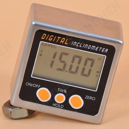 0-360° Digital Inclinometer Mini Bevel Box Angle Gauge Protractor Level Tool with Magnetic Base