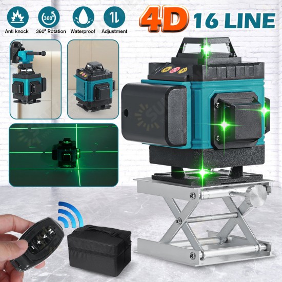 16 Line 4D 360° Horizontal Vertical Cross Green Light Laser Level Self-Leveling Measure Super Powerful Laser Beam