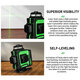 16/12 Line 360° Horizontal Vertical Cross 4D Green Light Laser Level Self-Leveling Measure Super Powerful Laser Beam