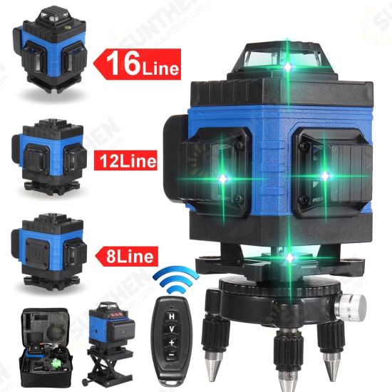 16/12/8 Line 360° Horizontal Vertical Cross 4D Green Light Laser Level Self-Leveling Measure Super Powerful Laser Beam