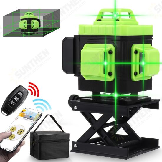 16/12/8 Line 4D 360° Horizontal Vertical Cross Green Light Laser Level Self-Leveling Measure APP Control