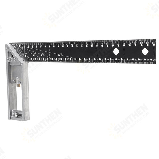 30CM Double-sided Metric Scale Stainless Steel Ruler Die Cast Aluminum Handle Ruler Measuring Tool