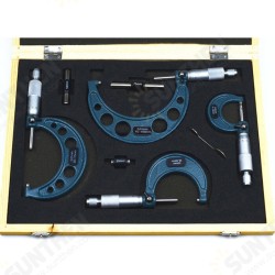 4Pcs Outside Micrometer Set Ratchet Stop Type 0-100mm (0-25mm/25-50mm/50-75mm/75-100mm) 4Pcs Outside Micrometer Set Ratchet Stop Type 0-100mm (0-25mm/25-50mm/50-75mm/75-100mm)