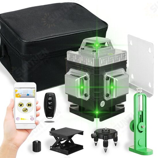 8/12/16 Line 360° 4D Line Laser Level Green Light Self Leveling Cross Measure Tool Kit 8/12/16 Line 360° 4D Line Laser Level Green Light Self Leveling Cross Measure Tool Kit