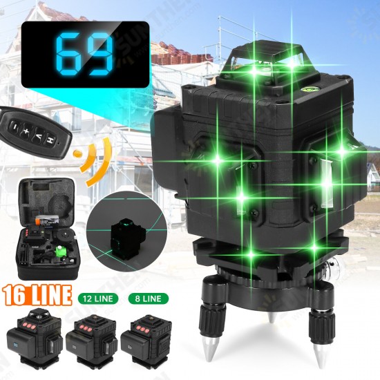 8/12/16 Line Laser Level Green Light Auto Self Leveling Cross 360° Measuring