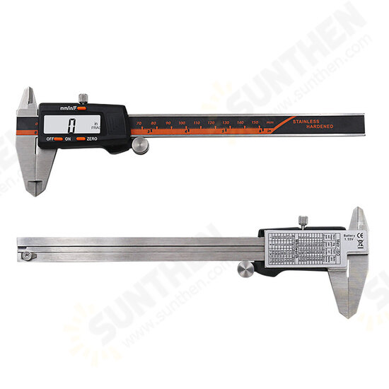 150mm Stainless Steel LCD Screen Display Digital Caliper 6 Inch Fraction / MM / Inch High Prec 150mm Stainless Steel LCD Screen Display Digital Caliper 6 Inch Fraction / MM / Inch High Prec