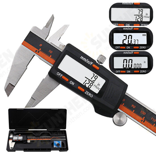 150mm Stainless Steel LCD Screen Display Digital Caliper 6 Inch Fraction / MM / Inch High Prec