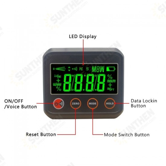 DL1912 4 x 90° Digital Protractor Angle Finder Bevel Box with Magnetic Base and Backlight for Woodworking Measurement Tool DL1912 4 x 90° Digital Protractor Angle Finder Bevel Box with Magnetic Base and Backlight for Woodworking Measurement Tool