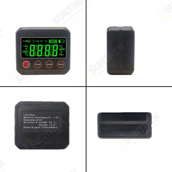 DL1912 4 x 90° Digital Protractor Angle Finder Bevel Box with Magnetic Base and Backlight for Woodworking Measurement Tool DL1912 4 x 90° Digital Protractor Angle Finder Bevel Box with Magnetic Base and Backlight for Woodworking Measurement Tool