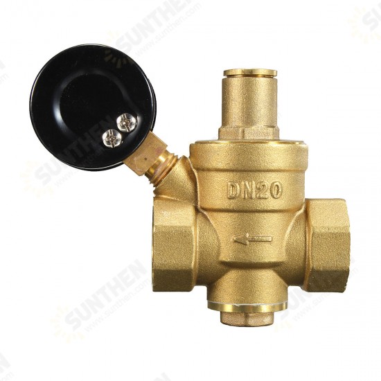 DN20 NPT 3/4inch Adjustable Brass Water Pressure Regulator Reducer with Gauge Meter DN20 NPT 3/4inch Adjustable Brass Water Pressure Regulator Reducer with Gauge Meter