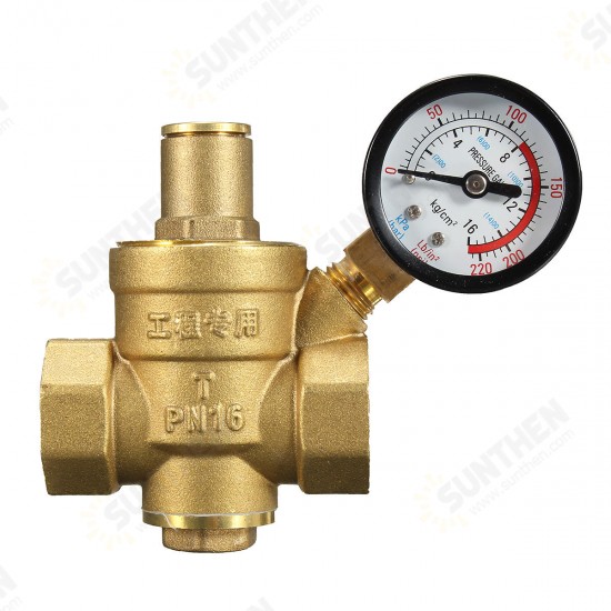 DN20 NPT 3/4inch Adjustable Brass Water Pressure Regulator Reducer with Gauge Meter DN20 NPT 3/4inch Adjustable Brass Water Pressure Regulator Reducer with Gauge Meter