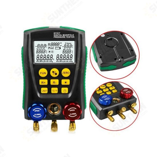 DY517 Refrigeration Digital Manifold Pressure Gauge Set Vacuum Pressure Meter Testing HVAC Temperature Tester