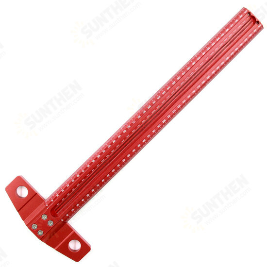 Woodworking T-type Line Scriber Hole Scale Ruler Aluminum Alloy Marking Gauge Crossed Line Scriber Carpenter Measuring Tools