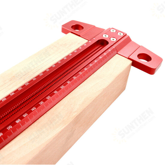 Woodworking T-type Line Scriber Hole Scale Ruler Aluminum Alloy Marking Gauge Crossed Line Scriber Carpenter Measuring Tools