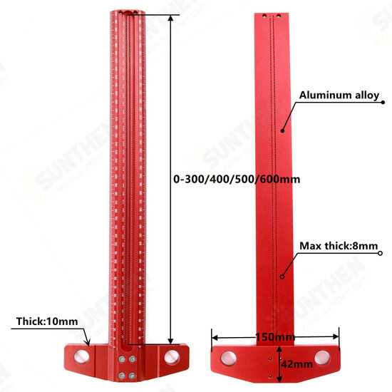 Woodworking T-type Line Scriber Hole Scale Ruler Aluminum Alloy Marking Gauge Crossed Line Scriber Carpenter Measuring Tools