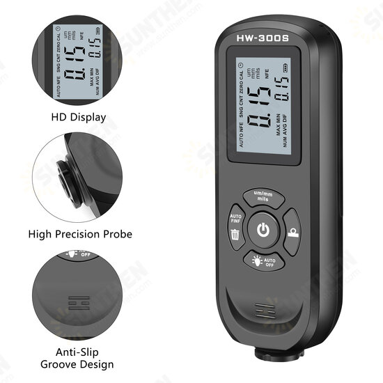 HW-300S 0-2000UM Coating Thickness Gauge Car Paint Electroplated Metal Coating Thickness Tester Meter HW-300S 0-2000UM Coating Thickness Gauge Car Paint Electroplated Metal Coating Thickness Tester Meter