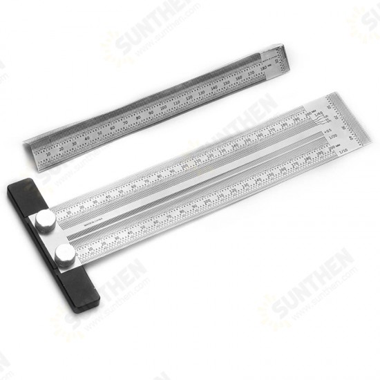 High-Precision Scale Ruler T-Type Hole Ruler Stainless Woodworking Scribing Mark Line Gauge Carpenter Measuring Tool High-Precision Scale Ruler T-Type Hole Ruler Stainless Woodworking Scribing Mark Line Gauge Carpenter Measuring Tool