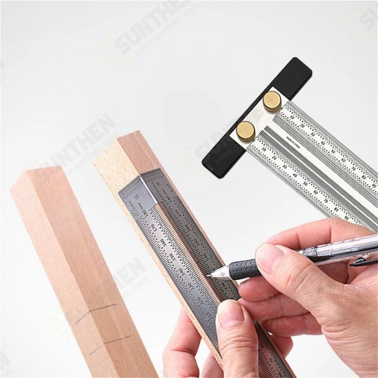 High-Precision Scale Ruler T-Type Hole Ruler Stainless Woodworking Scribing Mark Line Gauge Carpenter Measuring Tool High-Precision Scale Ruler T-Type Hole Ruler Stainless Woodworking Scribing Mark Line Gauge Carpenter Measuring Tool