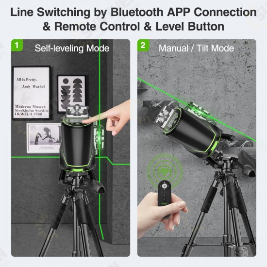 S04CG 16 lines 4D Cross Line Laser Level bluetooth & Remote Control Functions Green Beam with Hard Carry Case