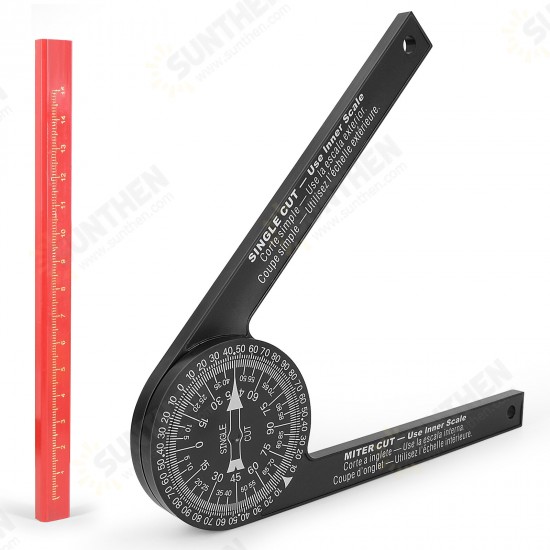 Miter Saw Protractor 360° Angle Finder Miter Gauge Goniometer Angle Level Meter Arm Measuring Ruler