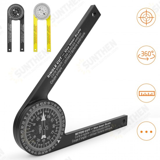 Miter Saw Protractor 360° Angle Finder Miter Gauge Goniometer Angle Level Meter Arm Measuring Ruler