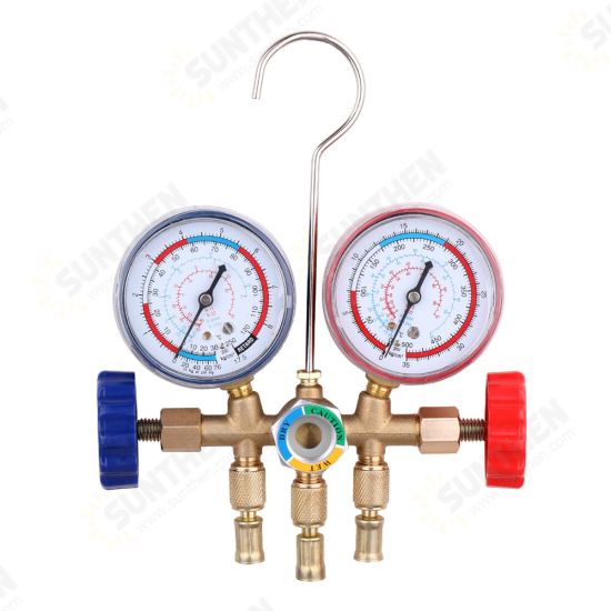 R12 R22 R404A R134A Refrigerant Manifold Gauge Air Condition Refrigeration Set Air Conditioning Tools with Hose and Hook R12 R22 R404A R134A Refrigerant Manifold Gauge Air Condition Refrigeration Set Air Conditioning Tools with Hose and Hook
