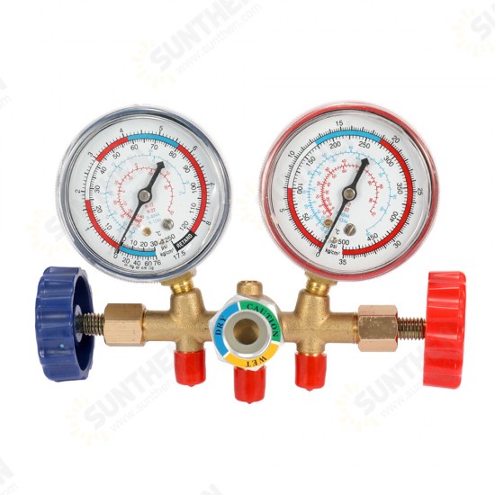 R12 R22 R404A R134A Refrigerant Manifold Gauge Air Condition Refrigeration Set Air Conditioning Tools with Hose and Hook R12 R22 R404A R134A Refrigerant Manifold Gauge Air Condition Refrigeration Set Air Conditioning Tools with Hose and Hook