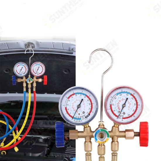 R12 R22 R404A R134A Refrigerant Manifold Gauge Air Condition Refrigeration Set Air Conditioning Tools with Hose and Hook R12 R22 R404A R134A Refrigerant Manifold Gauge Air Condition Refrigeration Set Air Conditioning Tools with Hose and Hook