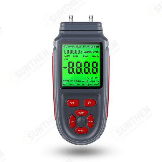 TC168A/TC169A LCD Backlight Display Digital Pressure Gauge Pressure Measuring Instruments USB DC Power Supply