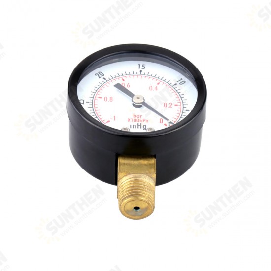 TS-50-1+1 0~-30inHg 0~-1Bar Presuure Manometer 50mm Mini Air Vacuum Pressure Gauge Meter Manometer TS-50-1+1 0~-30inHg 0~-1Bar Presuure Manometer 50mm Mini Air Vacuum Pressure Gauge Meter Manometer