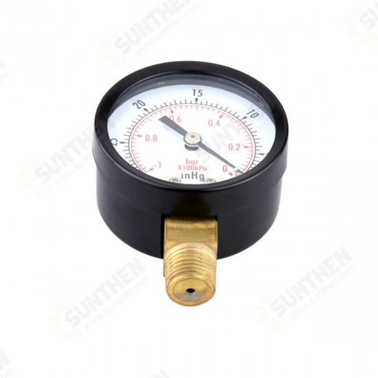 TS-50-1+1 0~-30inHg 0~-1Bar Presuure Manometer 50mm Mini Air Vacuum Pressure Gauge Meter Manometer