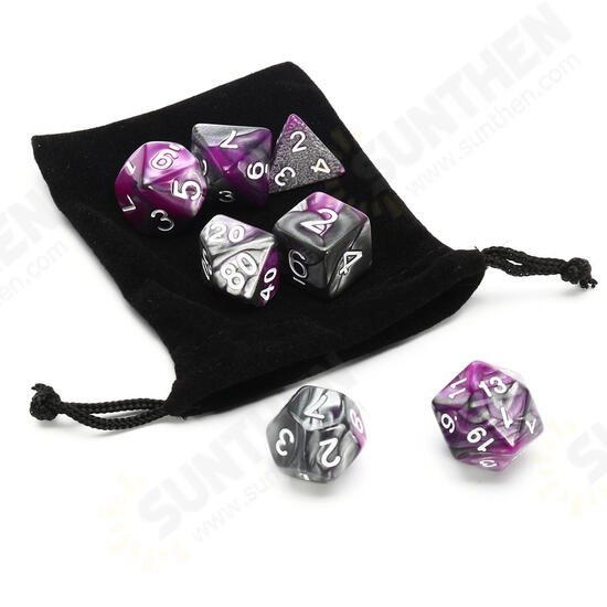 7Pcs Purple Gemini Acrylic Polyhedral Dice For Dungeons Dragons RPG RPG With Bag