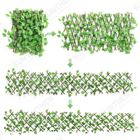 Retractable Artificial Fence Hedge Grass Leaf Flower Panel Mat Garden Decor